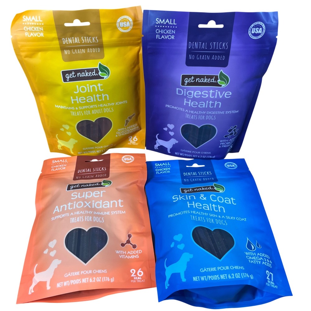 Get Naked Dental Sticks Dog Treats 4 Pack Small Chicken Flavor Grain Free 6.2oz